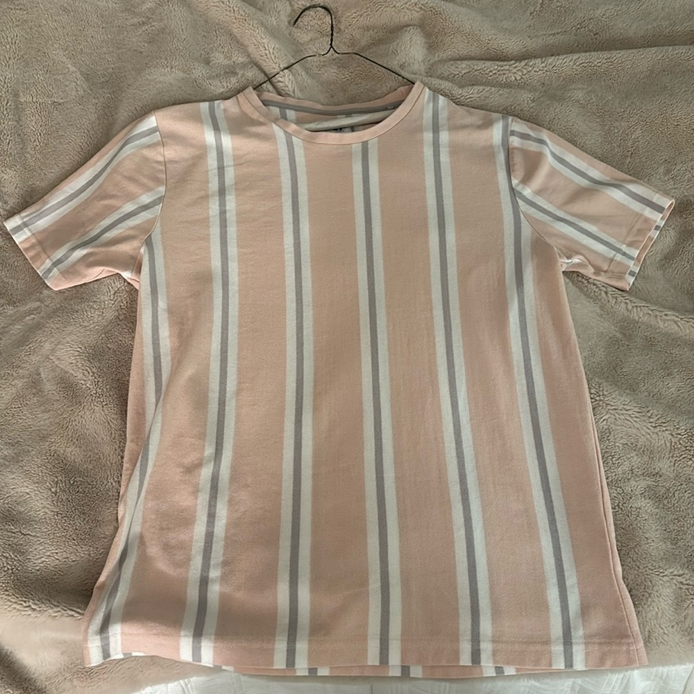 Pink Vertical Stripe T Shirt